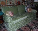Vintage light green velvet sofa -- yummy!