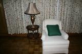 SMALL VINTAGE TABLE AND DREXEL CHAIR