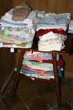 A FEW OF THE MANY LINENS AND A VINTAGE TABLE