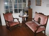 Victorian settee, rocker and marble top table