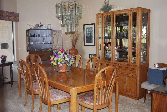 DINING ROOM SET - SOME CHINA CABINET CONTENTS