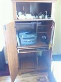 Mission Style Secretary/Computer Cabinet with doors open.