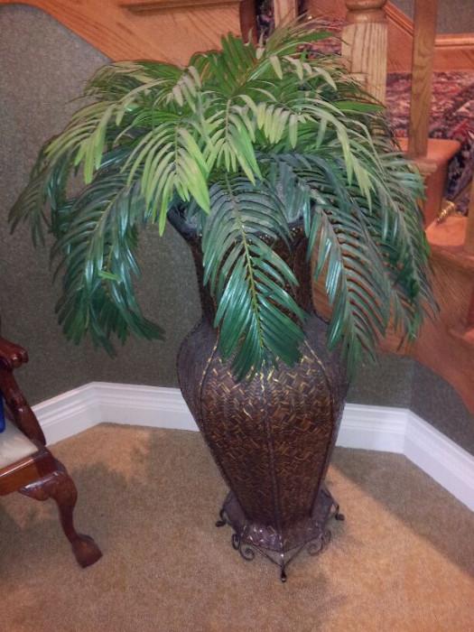 Large Faux Palm in Rattan 