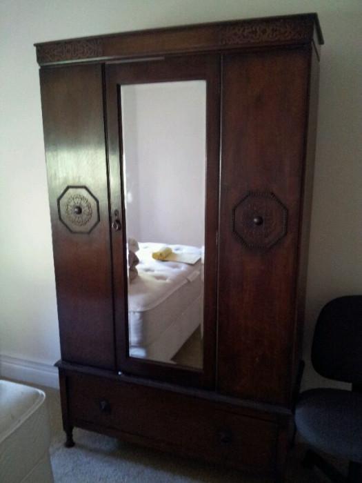Antique Armoire with Mirror Front from Lee. Longland & Co. Ltd., House Furnishers, Birmingham. 