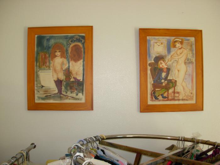 Listed artist Roger Etienne 1967-1979 oil/pastel originals framed $195 each..50% OFF