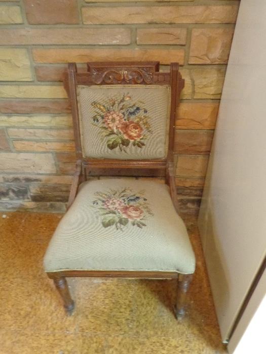 Needlepointed Eastlake side chair