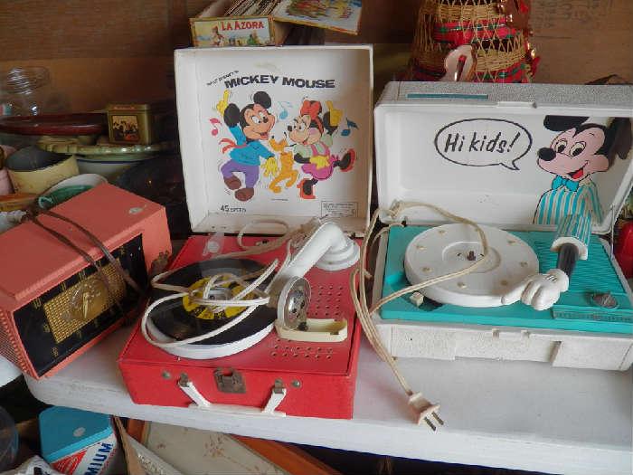Vintage Radio & Mickey Mouse Record Players