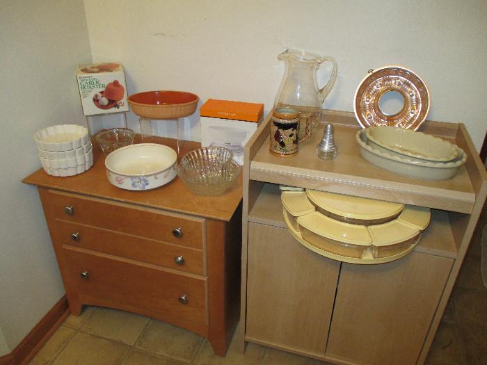 Microwave cart and small cabinet