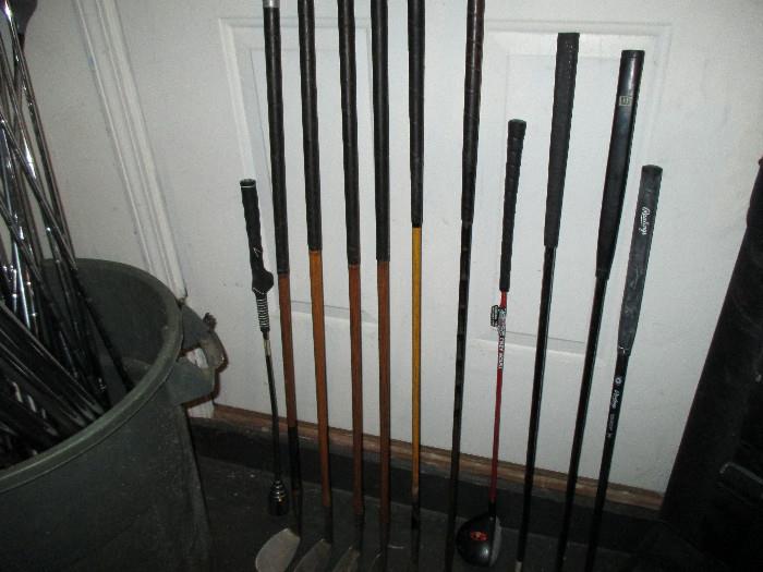 Wood shaft golf clubs
