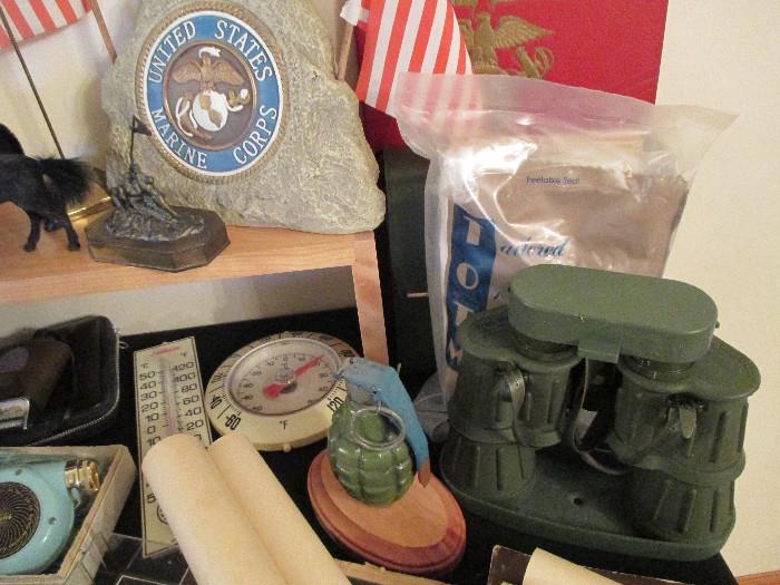 Marine items, military binoculars and other items