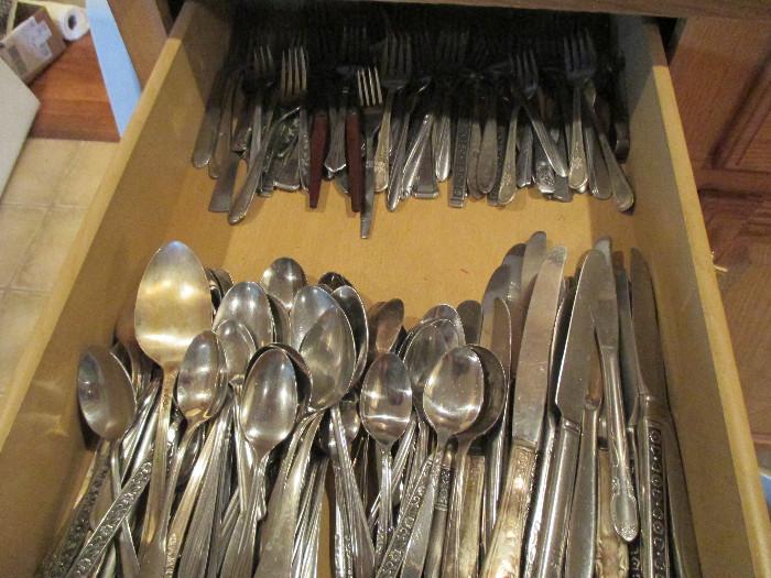 Assorted silverware - stainless or silverplated