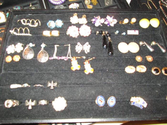 Earrings - clip and pierced also a few rings