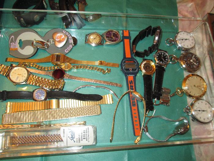 Watches, pocket watches,  and watch bands