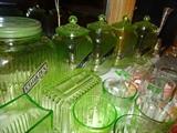 green glassware set.