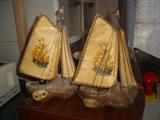  Dutch ship lamps made from wooden shoes Circa 1930's-1950's.
