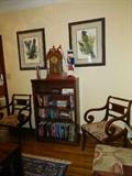 Mahogany Bookcase, Chairs to Dining Table