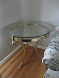 glass top and brass end table