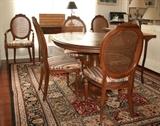 Dining room suite with table & 6 chairs.  Large floor rug