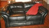 leather small sofa / loveseat, dark blue