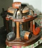 Pipe collection, amber tobacco glass and storage