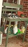 Potting bench and garden supplies