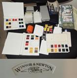 Watercolor paints, paper and supplies