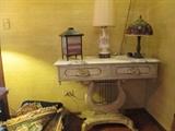 Very nice 2 drawer table with Italian Marble top