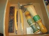 Straight razors, shaving brushes, razors