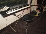 Casio keyboard w/portable stand, Musical stool,
