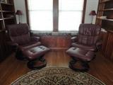 Set of 2 Stress less style Leather chairs with ottomans