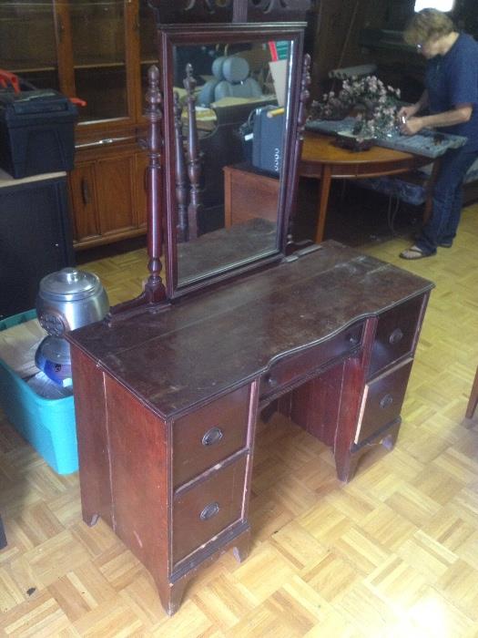 Sneak peek! This vanity has a matching dresser and headboard footboard 