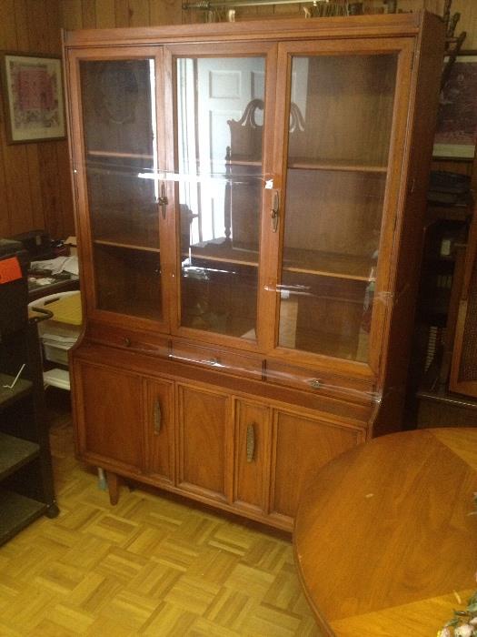 Sneak peek!! Gorgeous mid-century china cabinet and matching dining table at this sale. 