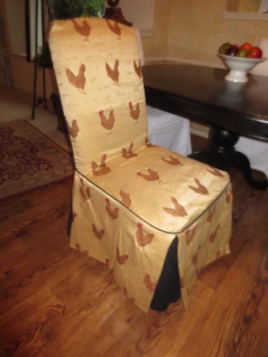 This is to show you the dining parson chairs with chicken slip covers we have as well.