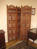 Oriental Fruitwood Folding Screen