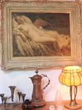 Baker Oil on Canvas c.1950 Austria Lamp-silk shade c.1900
