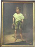 Oil on Canvas of a boy- Signed