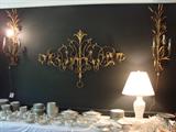 Dining Room with huge set of C. 1920 Gorgeous gold & white Noritake, collected at Thieves Market