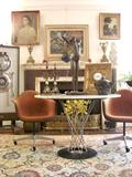 SARAH BOOTH CONROY ESTATE- Smaller I. Noguchi Cyclone table, Herman Miller Chairs, Antique clock, Candelabras, listed Oils