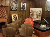 Knoll wire chairs c. 1950 w/original leather cushions & 8 Hans Wegner storage & seating modules with leather cushions