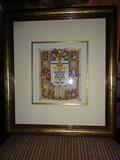 An unsigned colored pencil print by Szyk with strong Judaic undertones, entitled "State of Israel." It is 19" high by 16.5" wide.