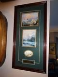 Thomas Kincade's "Yosemite" a three piece framed work. It is 19" high by 10" wide.