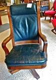 VINTAGE LEATHER & WOOD OFFICE CHAIR