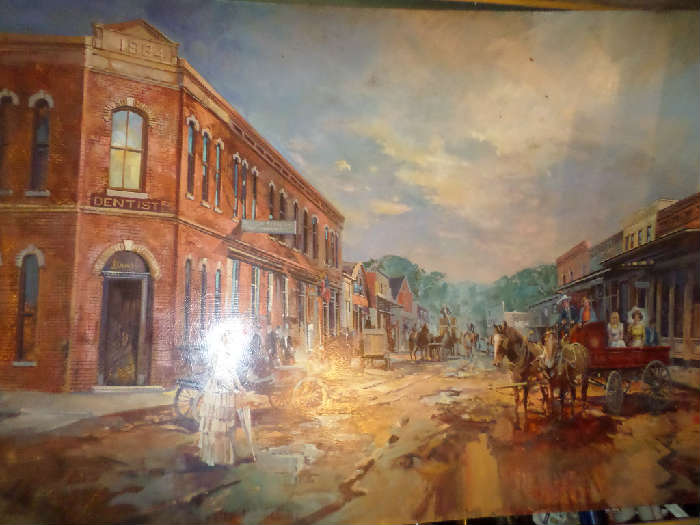 Larry Mansker "Belton Main Street Circo 1904" large framed original Artwork