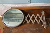 Vintage beveled glass Victorian men's wall mount expandable shaving mirror