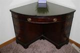 Mahogany corner desl with leather insert topped with Glass......MINT