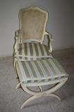 FRENCH PROVENCIAL CHAIR AND OTTOMAN