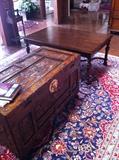                   Carved chest; cocktail or coffee table