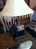 1 of 2 wonderful elephant lamps on custom runner