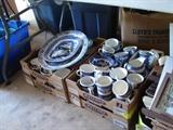 A portion of the Blue Willow pieces waiting to be priced
