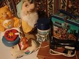 Masters of the Universe lunch box and thermos. Care Bears, toy electric sewing machine
